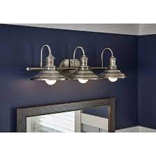 Allen Roth 3 Light Hainsbrook Antique Pewter Bathroom Vanity Light 79 99 Lowes Industrial Vanity Light Bathroom Lighting Design Vanity Lighting