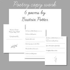 Poetry Copy Work Pages In Cursive 6 Poems By Beatrix Potter By Elle0419