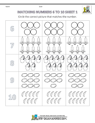 Free Preschool Math Worksheets Matching Numbers To 6 To 10 1 Pre K Math Worksheets Kindergarten Math Worksheets Pre K Worksheets