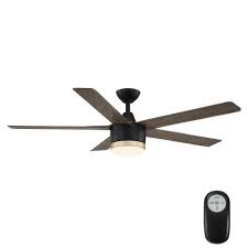 Home Decorators Collection Merwry 56 In Integrated Led Indoor Outdoor Matte Black Ceiling Fan With Light Kit And Remote Control Sw1422 56in Mbk The Home Depo Black Ceiling Fan Ceiling Fan With Light
