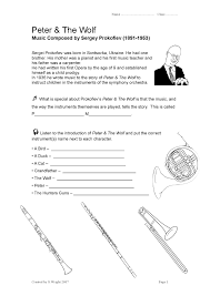 Instruments, percussion family, string family, woodwind family, in this lesson you will. Peter The Wolf Worksheet By Samuel Wright Issuu