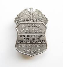 Private 47 Special Police New Cumberland Army Depot Department Of Defense Police Badge Special Police Police