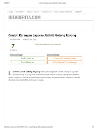 Bak kata pepatah berat sama dipikul, ringan sama dijinjing dan bagai aur dengan tebing merupakan. Contoh Karangan Laporan Aktiviti Gotong Royong