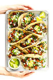 Many fish taco recipes use battered and fried fish (and usually a low quality farmed tilapia). Roasted Sweet Potato Tacos Recipe Gimme Some Oven
