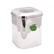 The material has lightweight, durable, and also easy to clean features. Jvl 4 8 Litres Stainless Steel Kitchen Storage Square Store Tin With C Thru Lid