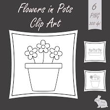 Black And White Plant Pots Clipart Black And White Flowers In Plant Pots Clip Art Clipart Garden Spring Summer Black And White Flowers Clip Art White Plants