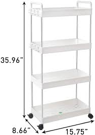 Great for laundry detergent, soap. Bedroom Bathroom Solejazz 3 Tier Storage Trolley Cart Slide Out Rolling Utility Cart Mobile Storage Shelving Organizer For Kitchen Plastic White Narrow Places Laundry Room Storage Trolleys Home Kitchen Organideia Pt