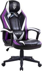 Black, purple, and gray bonded leather back and seat; Amazon Com Purple Gaming Chair Gamer Chair For Adults Carbon Fiber Computer Chair With Massage High Back Desk Chair For Gaming Video Game Chairs For Teens Big And Tall Home Office Desk Chair
