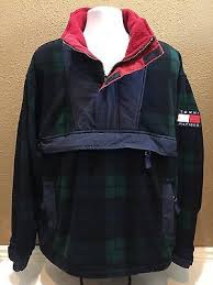Vintage 90s Tommy Hilfiger Outdoors Blue Green Plaid Fleece Jacket Size Large Blue Green Plaid Fleece Jacket Jackets