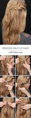 Half Up Half Down Hairstyle With Braid Tutorial Lulus Com Fashion Blog Hair Styles Long Hair Styles Half Up Hair