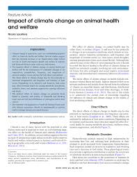 Climate change has a significant direct effect on terrestrial animals, by being a major driver of the processes of speciation and extinction. Pdf Impact Of Climate Change On Animal Health And Welfare