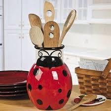 ladybug kitchen decor red ceramic