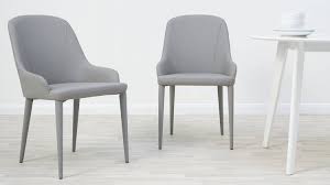Kyro Mid Grey Faux Leather Dining Chair Faux Leather Dining Chairs Grey Leather Dining Chair Fully Upholstered Dining Chair