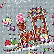 This counted cross stitch pattern shows three children playing, all aboard the christmas train. More Christmas Pattern News