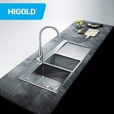 The round corners make it a safe addition to a family home. China Double Bowl With Drain Board Manufacturers