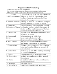 progressive era vocabulary