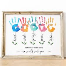 Grandma's Garden Handprint Printable Art Personalized Handprint Template  Mother Day Art With Kids Names 4 Four 5 Five 6 Six 7 Hands