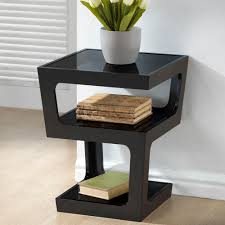 Clara Black Glass Top End Table Modern End Tables Contemporary End Tables Glass Top End Tables