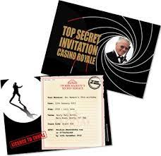 Use black and silver decoration, and casino attire to create an instant appeal. Personalised James Bond 007 Theme Party Invitations James Bond Theme Party James Bond Party Invitation James Bond Party