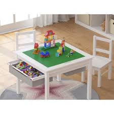 Utex Wooden 2 In 1 Kids Construction Play Table And 2 Chairs Set With Storage Drawers And Built In Broad White Walmart Com In 2020 Diy Kids Room Decor Kids Rooms Diy Kids Playroom Decor