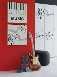This is a really beautiful and creative music themed bedroom, decorated in a subtle way with a hanging guitar as a decorative element and accordions. Cool Music Bedroom Ideas From Stemik Living Love The Signs Music Themed Bedroom Music Room Decor Music Bedroom