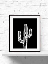 Black And White Cactus Print Cactus Print Cactus Plant Garden Art Print Cactus Printable Instant Download Home Decor Printable Cactu Cactus Art Black And White Wall Art White Wall Art