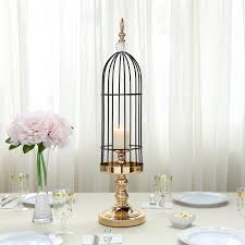 The matte black metal candle plate holds a champagne glass hurricane that can be easily removed. 27 Tall Gold Black Bird Cage Metal Votive Candle Holder With Crystal Baroque Top Walmart Com Walmart Com