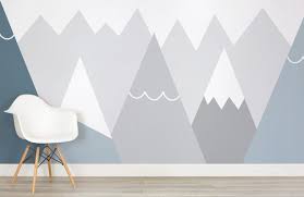 Do you get your color from the pattern or from the room's accents? Kids Blue And Grey Mountains Nursery Room Kids Room Wall Decals Kids Room Wallpaper Kid Room Decor