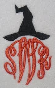 Witches Hat Monogram Design Frames Embroidery Monogram Fonts Halloween Embroidery Designs Machine Embroidery Projects