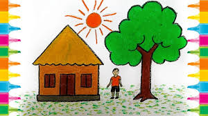 Coloring is a wonderful fun activity for kids. Simple House Drawing For Kids Learning Colors Very Easy Youtube