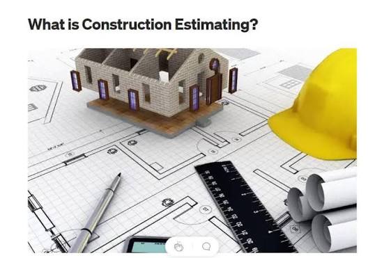 Blueprints, hard hat, and financial estimation tools on a desk