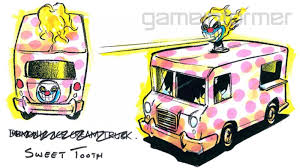 Marcus needles kane (also known as sweet tooth) is a psychotic clown who drives a modified ice cream truck and the protagonist villain and mascot from twisted metal series. From The Game Informer Archives Twisted Metal Concept Art Game Informer