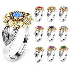 Meet the expert colleen montague is the lead jewelry designer and owner of moissy fine jewellery. Cubic Zircon Sunflower Wedding Rings For Women Trendy Blue Purple 10 Colors Copper Birthday Crystal Stone Engagement Ring Rings Aliexpress