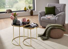 Beistelltisch gold wolle kaufen beistelltische wohnzimmer montiert lieferung farbe projekte medium. Wohnling Design Satztisch Cora Schwarz Gold Beistelltisch Metall Glas Couchtisch Set Aus 2 Tischen