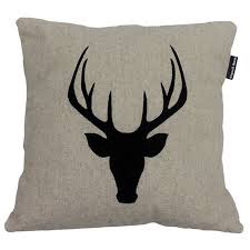 Hessian Stags Head Cushion By Stencilhaus On Etsy 35 00 Hessian Staghead Deer Black Calico Handmade Stencil C Stag Head Design Stag Head Stag Cushion