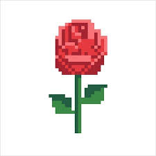 Rose Rouge En Pixel Art Coloriage Mandala Coloriage Fleur Les Arts