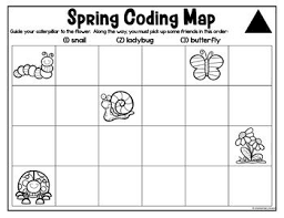 Spring Unplugged Coding Worksheets Differentiated By Elementary Island
