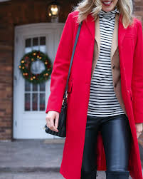 Items in your bag will not carry over since our assortments vary by region. Red Cashmere Wool Coat Faux Leather Leggings Stuart Weitzman Lowland Over The Knee Boots Striped Turtleneck Camel Blazer 2 Memorandum Nyc Fashion Lifestyle Blog For The Working Girl