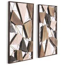 Foundstone 2 Piece Geometric Wood And Metal Wall Decor Set Geometric Wall Decor Metal Wall Panel Wall Decor Set