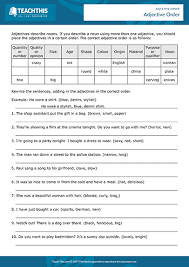 Adjective Order Esl Games Activities Worksheets