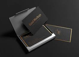 Free Black With Gold Foil Lettering Business Card Mockup Psd Good Mockups Business Card Mock Up Business Cards Mockup Psd Business Card Design Minimal