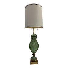 Hand Blown Green Glass Tall Lamp