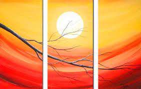 Resultado De Imagen Para Cuadros Faciles De Hacer En Casa Paso A Paso Large Canvas Painting Sunset Painting Easy Bedroom Wall Art Painting
