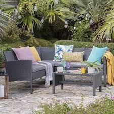 Nevada Grey Rattan Corner Sofa Set Dunelm Ecksofa Grau Sitzgruppe Ecksofa