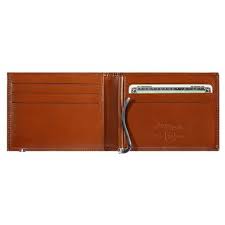It features two credit card pockets and a strong metal clip for holding bills. St Dupont Line D Brown Leather Men S Money Clip Wallet Six Credit Card
