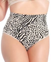 slimme by memoi black nude zebra high waist firm compression shaper briefs women