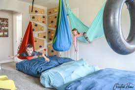 How To Create A Diy Sensory Playroom The Created Home In 2020 Sensory Room Autism Playroom Room Swing