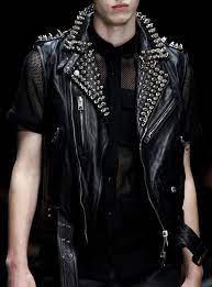 Avigail Spiked Leather Jacket Mens Outfits Dark Fashion