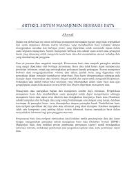 Seni abstrak yaitu jenis kesenian kontemporer yang tidak menggambarkan objek dalam dunia nyata namun memakai warna dan bentuk yang non representasional. Pdf Artikel Sistem Manajemen Berbasis Data