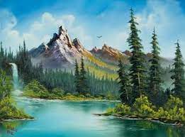 bob ross wilderness waterfall paintings resim sanati tuval sanati resim